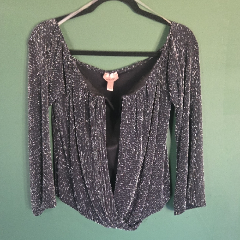 Black Sparkle Off The Sholder Top